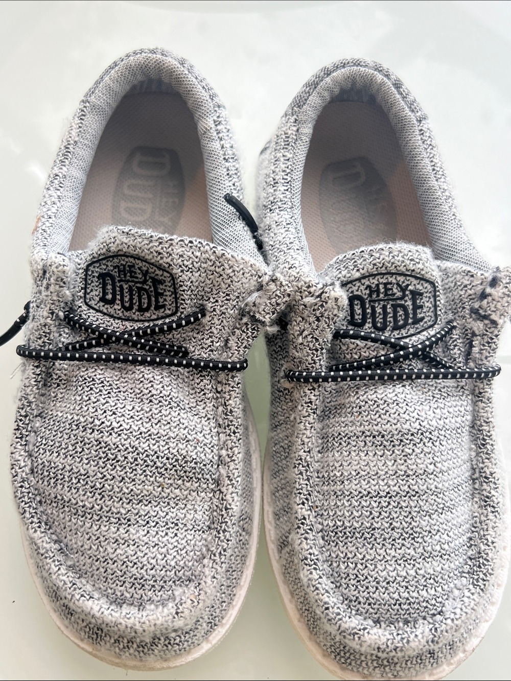 Hey Dude Kids Heather Gray Knit Slip-On Loafers with Black Accents